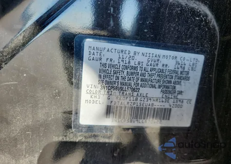 2020 Nissan Kicks S из США, поврежденный, VIN 3N1CP5BV9LL570622